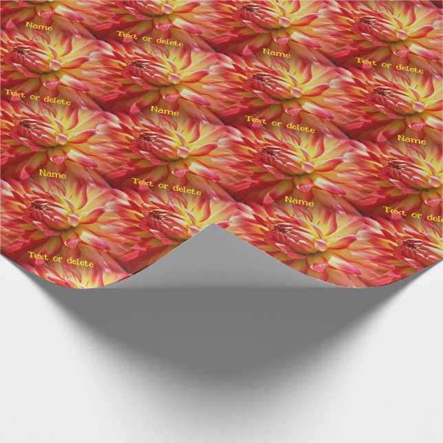 Vibrant Red Dahlia Flower Nature Personalised Wrapping Paper (Corner)