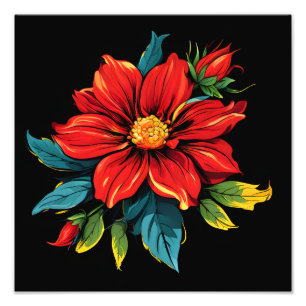 Vibrant Red Dahlia Photo Print