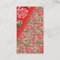 Vibrant red fabric featuring intricate floral and