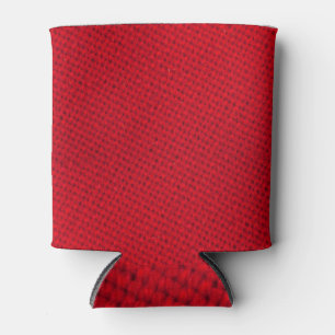 Vibrant Red Fabric Texture Can Cooler