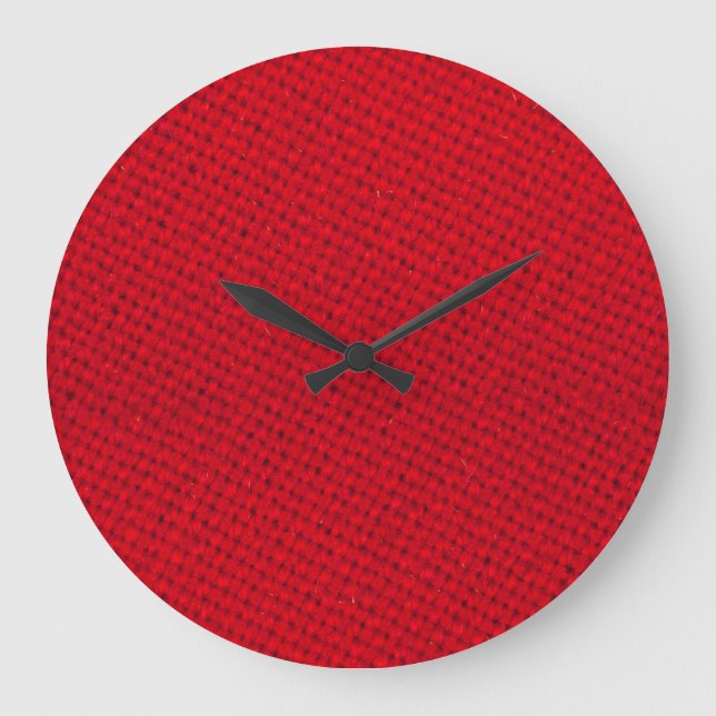 Vibrant Red Fabric Texture Large Clock (Front)