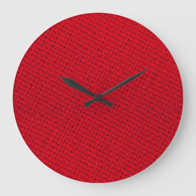 Vibrant Red Fabric Texture Large Clock (Front)