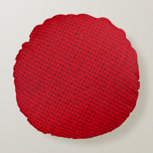 Vibrant Red Fabric Texture Round Cushion