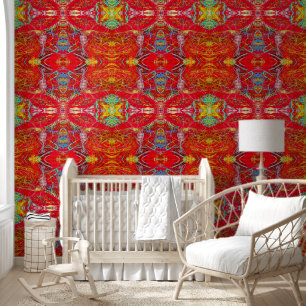 Vibrant red fishing nets L-size pattern Wallpaper