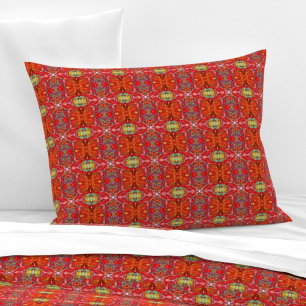 Vibrant red fishing nets S-size pattern Pillowcase