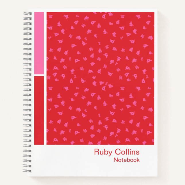 Vibrant Red Floral Vertical Palette Notebook (Front)