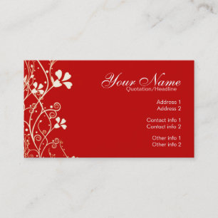 Vibrant Red Florali Business Card