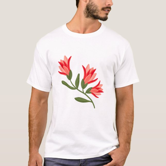 Vibrant Red Flower Illustration: A Stunning Botani T-Shirt (Front)