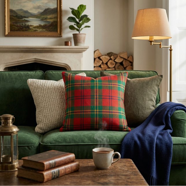 Vibrant Red & Green Tartan Plaid Cushion (Creator Uploaded)