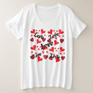 Vibrant red hearts background plus size T-Shirt