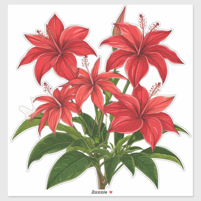 Vibrant Red Hibiscus Flower Bouquet (Sheet)
