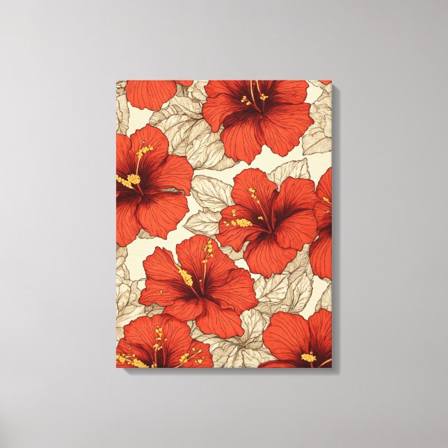  Vibrant Red Hibiscus Flowers All Over  Canvas Print (Front)