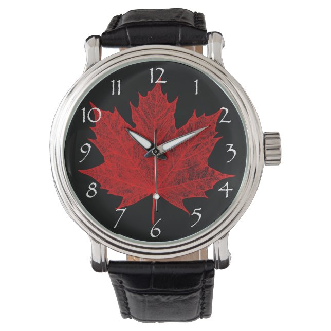 Vibrant Red Maple Leaf-Canada Watch (Front)