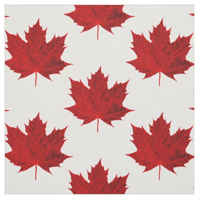 Vibrant Red Maple Leaf Design Fabric (Swatch)