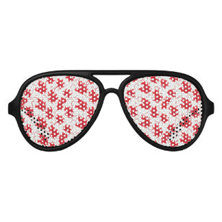 Vibrant Red Maple Leaf Pattern Aviator Sunglasses