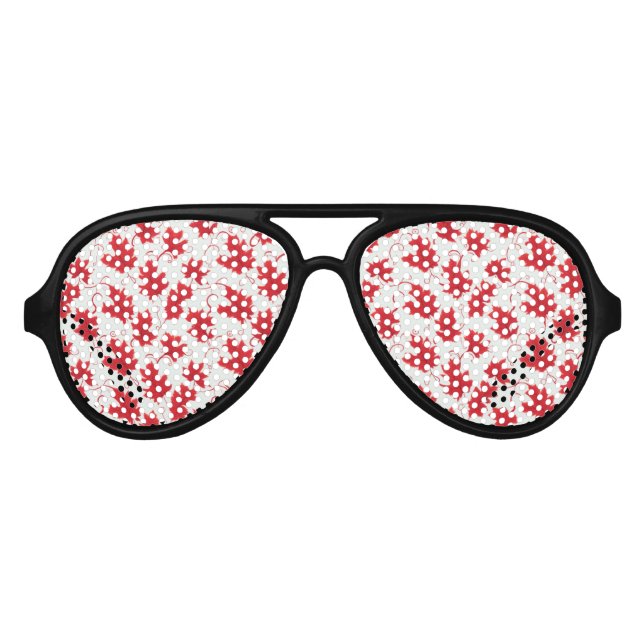 Vibrant Red Maple Leaf Pattern Aviator Sunglasses (Front)