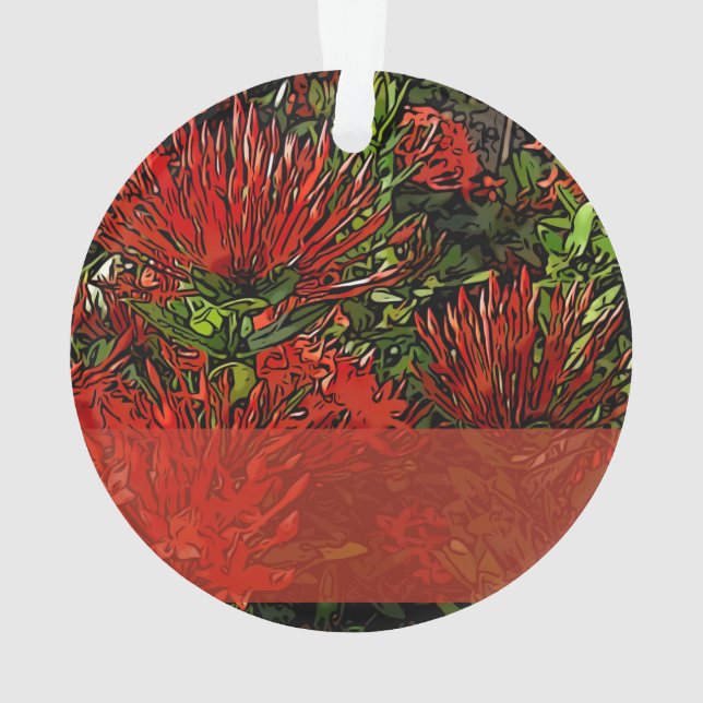 Vibrant Red Orange Firebush  Ornament (Back)
