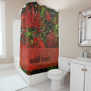 Vibrant Red Orange Firebush Shower Curtain