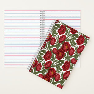 Vibrant Red Peony Collection Customizable Party Notebook