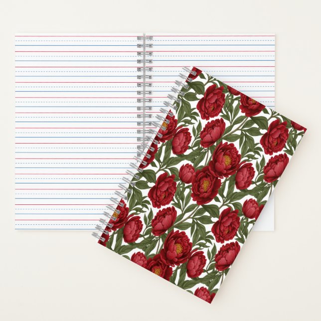 Vibrant Red Peony Collection Customizable Party Notebook (Inside)