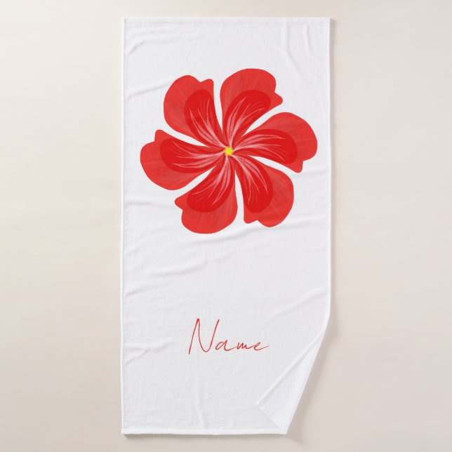 Vibrant Red Petal Bloom - Minimalist Floral Art Bath Towel (Bath Towel)