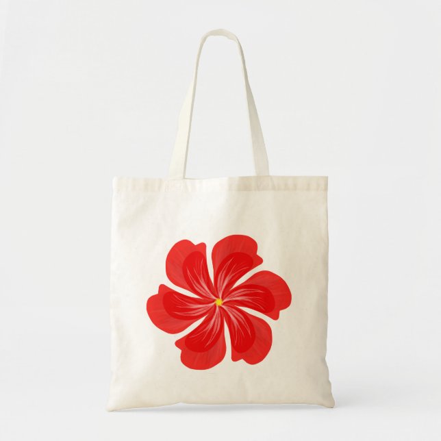 Vibrant Red Petal Bloom - Minimalist Floral Art Tote Bag (Front)