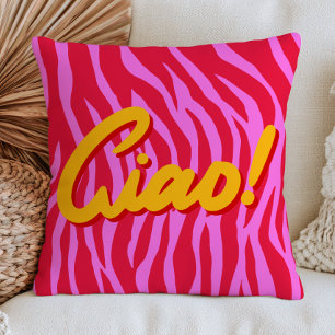 Vibrant Red& Pink Zebra Print Pattern Ciao!  Cushion