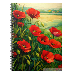 Vibrant Red Poppies in a Summer Meadow – Artistic Notebook