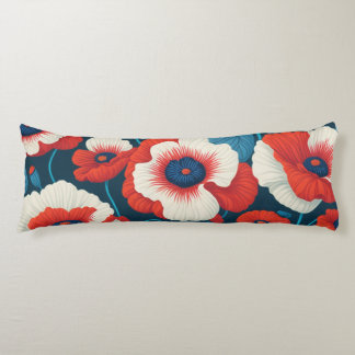 Vibrant Red Poppy Floral  Body Cushion
