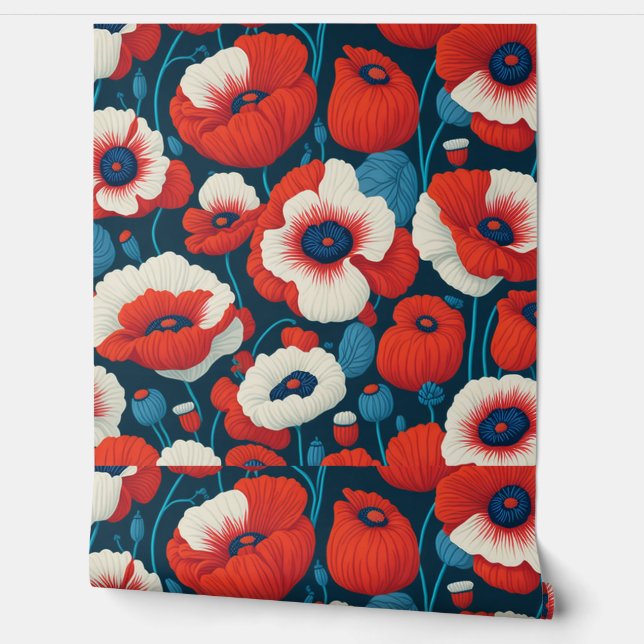 Vibrant Red Poppy  Wallpaper (Unrolling)