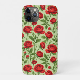 Vibrant Red Ranunculus Floral Pattern Case-Mate iPhone Case