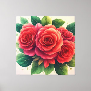 Vibrant Red Rose Bouquet Canvas Print