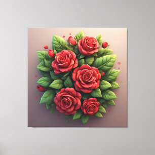 Vibrant Red Rose Bouquet Canvas Print