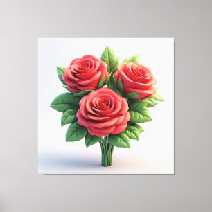 Vibrant Red Rose Bouquet Canvas Print
