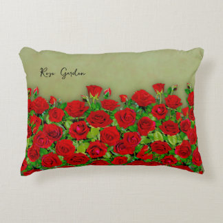 Vibrant Red Rose Garden Floral Pattern Decorative Cushion