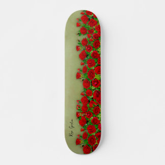 Vibrant Red Rose Garden Floral Pattern Skateboard