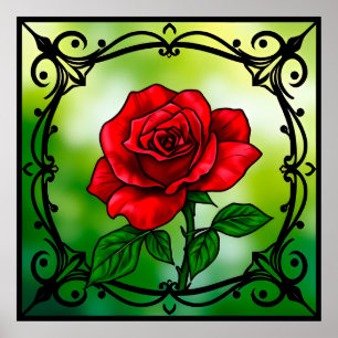 Vibrant red rose poster