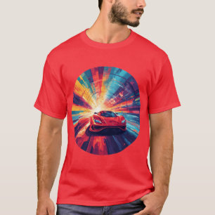 Vibrant Red Sports Car in a Dynamic Spiral Design T-Shirt