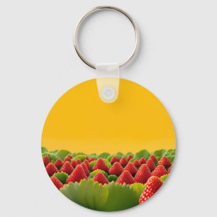 Vibrant Red Strawberry Field Key Ring