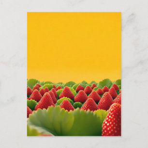 Vibrant Red Strawberry Field Postcard