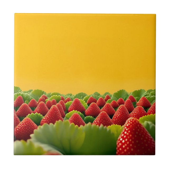 Vibrant Red Strawberry Field Tile (Front)