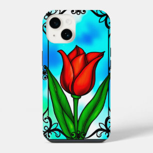 Vibrant Red tulip iPhone 14 Case