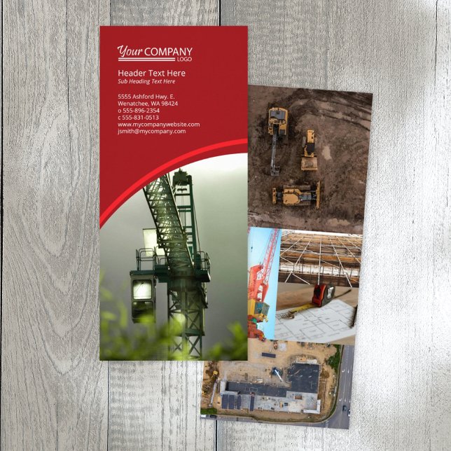 Vibrant Red, Vertical Company Rack Card (red company branded rack card, red brochure template with logo, red flyer design)
