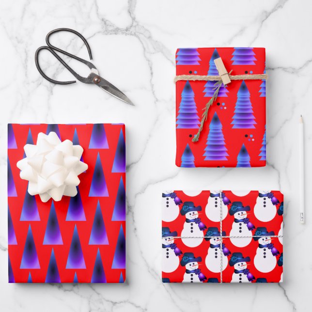 Vibrant Red With Purple Wrapping Paper Sheet (Front)