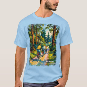 Vibrant Redwood Forest Family Bike Ride Custom T-Shirt