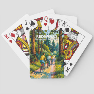 Vibrant Redwood National Park Nature Family Cycing Playing Cards
