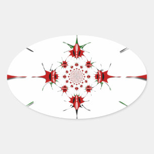Vibrant Republic of Kenya Shield Flag Kaleidoscope Oval Sticker