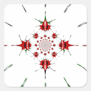 Vibrant Republic of Kenya Shield Flag Kaleidoscope Square Sticker