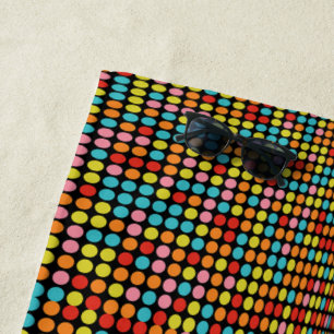 Vibrant Retro 70s Op Art Circles Beach Towel
