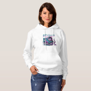 Vibrant Retro 90s Cat Hacker Hoodie